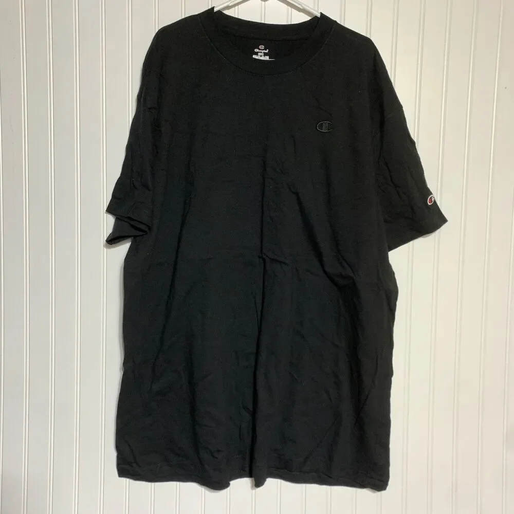 Champion Mens Cotton Casual Crew Neck Logo T-Shirt Black Size 3XB - Picture 1 of 5